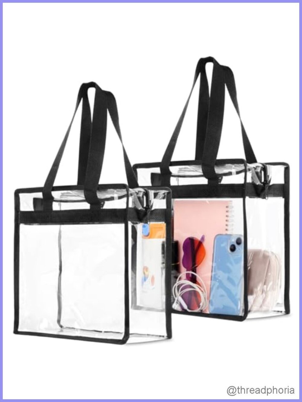 Clear Tote Bag Stadium Approved 12x6x12 Large Transparent PVC Handbag